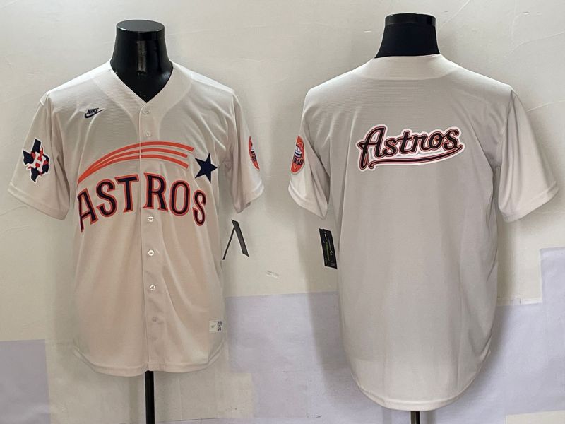 Men Houston Astros Blank Cream Five generations Joint Name 2025 Nike MLB Jersey style 17